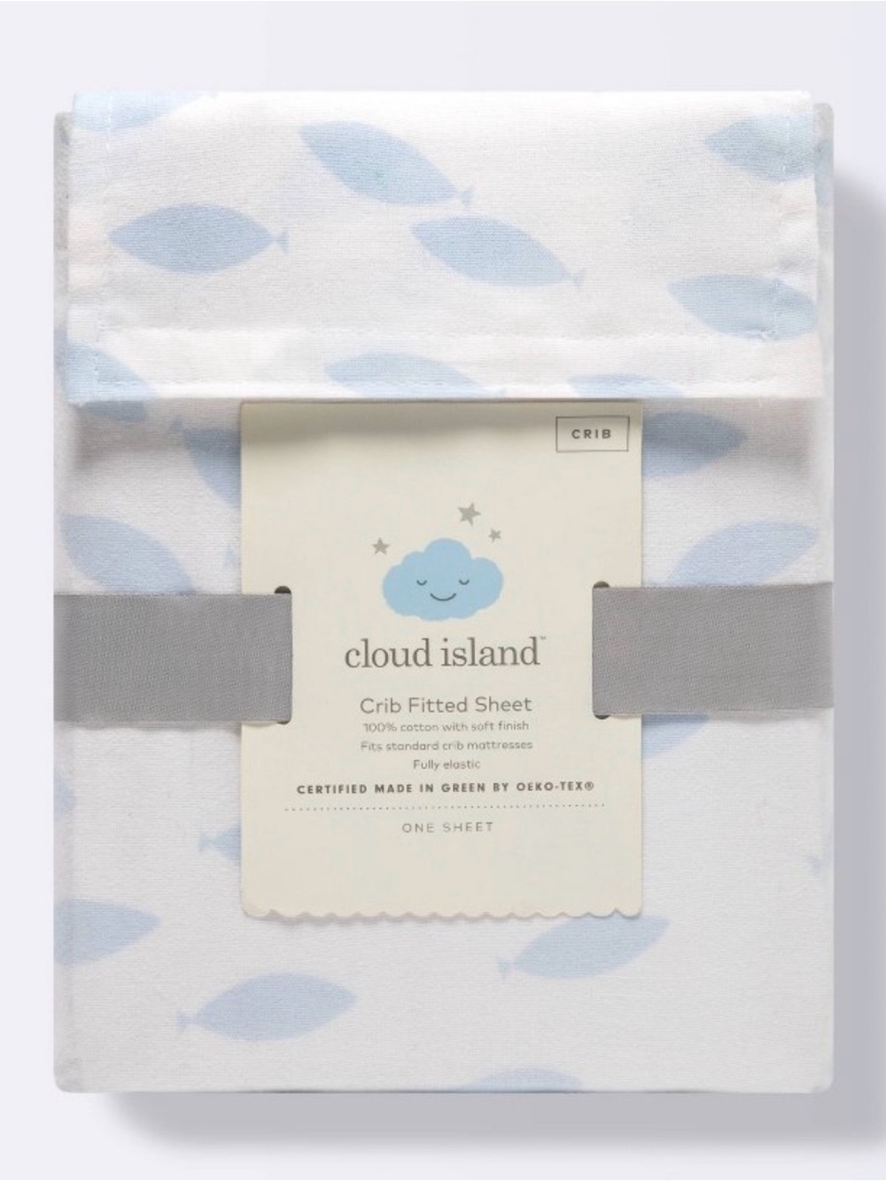 Cloud Island Light Blue Fish Crib Fitted Sheet